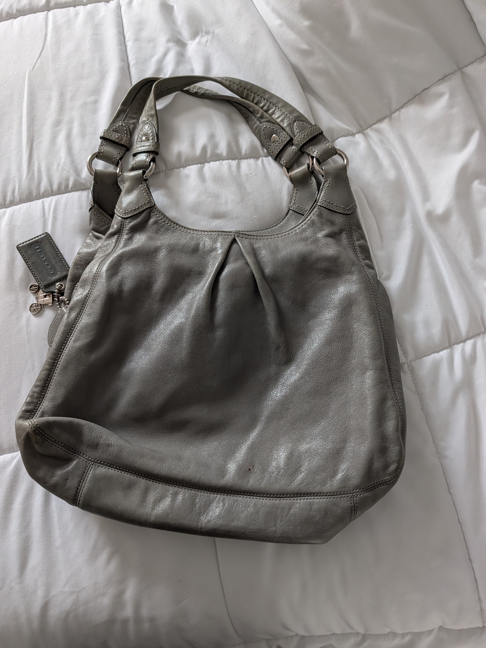 Coach Gray Leather Hobo Bag